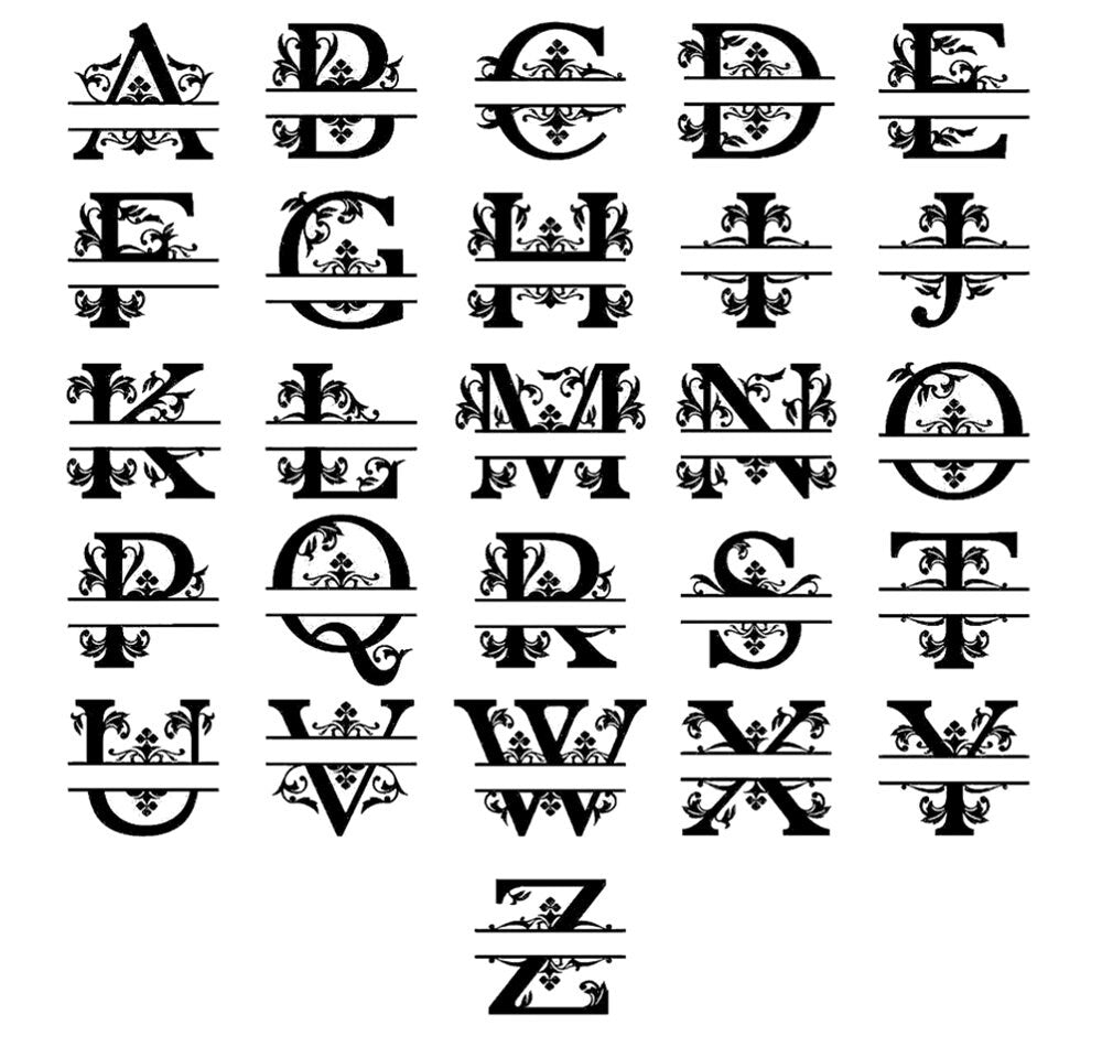 Regal Split Monogram Letters to be engraved on Stainless Steel Credit Card Holder A to Z